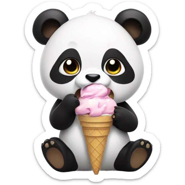 Panda eating ice cream sticker