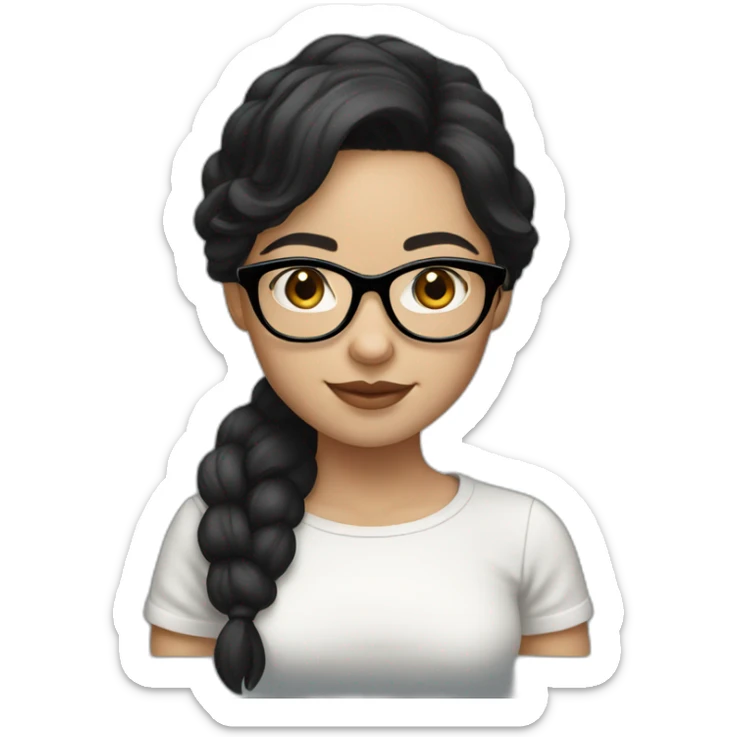 Lovely girl with white skin and glasses and black hair and black eyes sticker