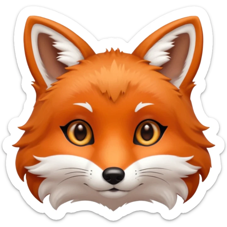 cute fox only face colors of an animal emoji, not a person, meaning only one color for the eyes sticker