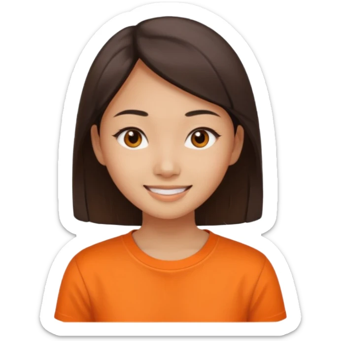 Asian narrow eyed girl with orange shirt sticker