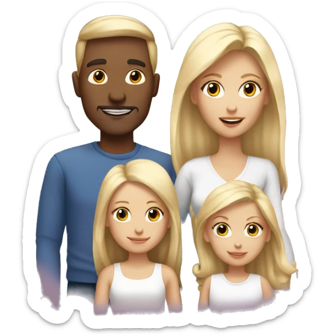 all white family of four with mom dad and 2 girls with blonde hair  sticker