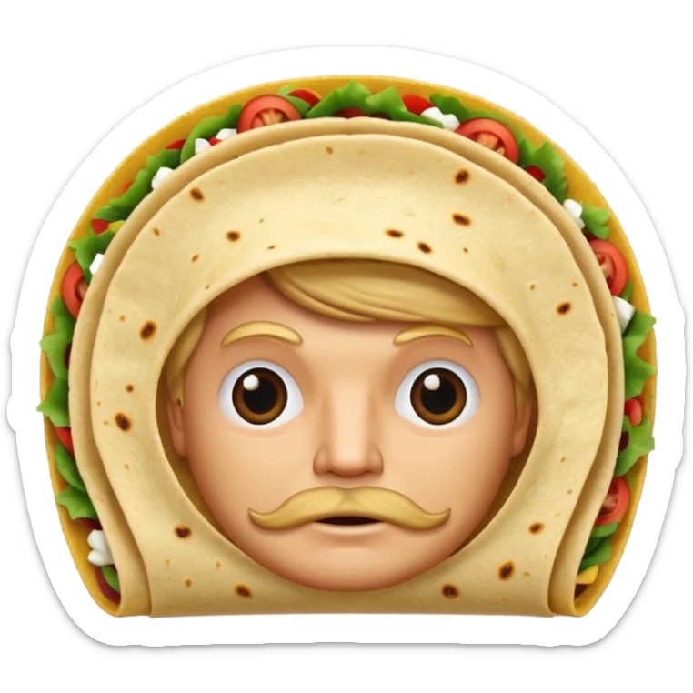 taco with Donald Trump's facial features and hair sticker