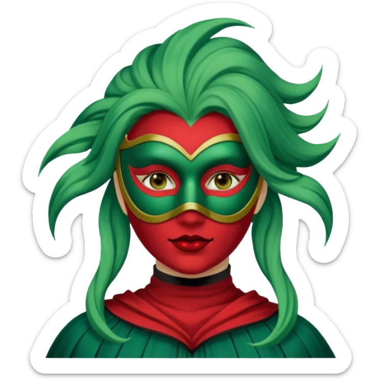 masked person venice volto woman green hair sticker