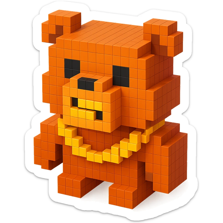 Russian grizzly bear with a rapper chain and a gold grill sticker