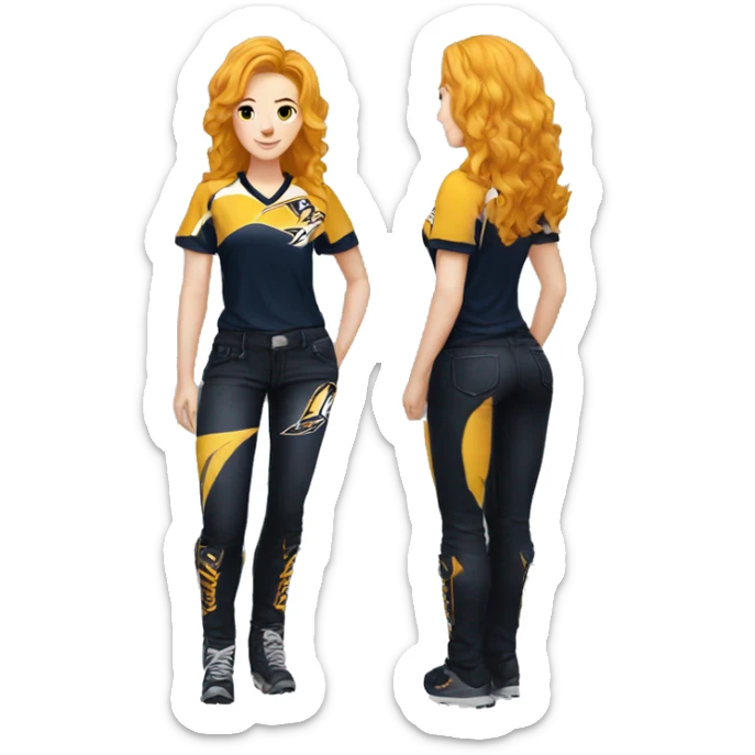 mergurine luka wearing a nashville predators shirt and black pants standing  sticker