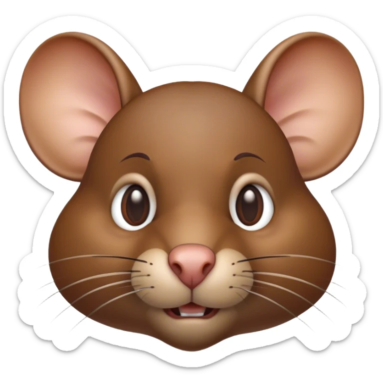 Cinematic Noble Brown Rat Portrait Emoji, Poised and alert, with a sleek, agile build and a smooth, well-groomed coat of warm brown fur, beady, determined eyes, Simplified yet sharp and sophisticated features, highly detailed, glowing with a soft, dignified glow, high shine, intelligent and resourceful, stylized with an air of urban savvy, focused and attentive, soft glowing outline, capturing the essence of a watchful and confident rat that feels as though it could scurry out of the screen with effortless authority! sticker