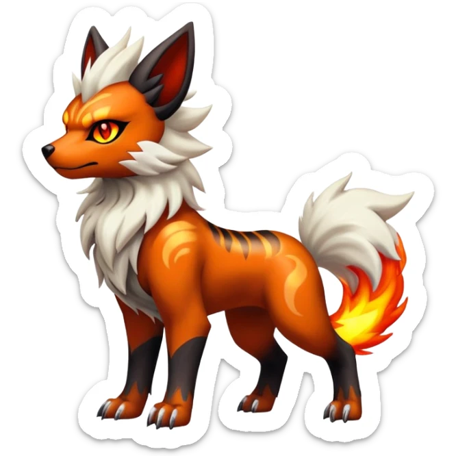 Shiny Gothic Exotic Futuristic Houndoom-Arcanine-Zorua-Torracat-Pokémon-Fakémon-hybrid-creature sticker