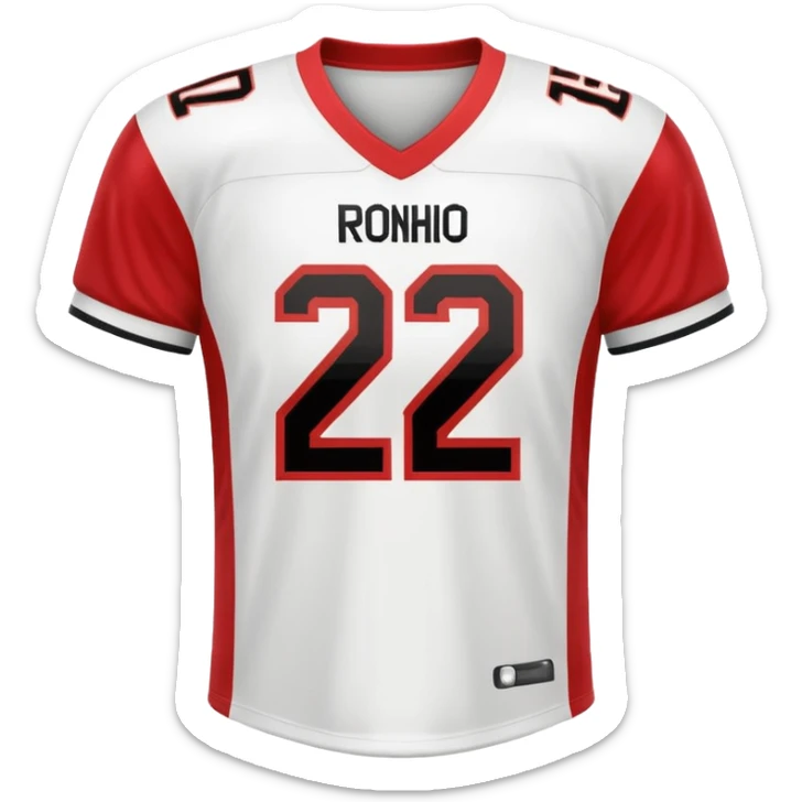 White football jersey turn around with number 22 and my name RONIHO sticker
