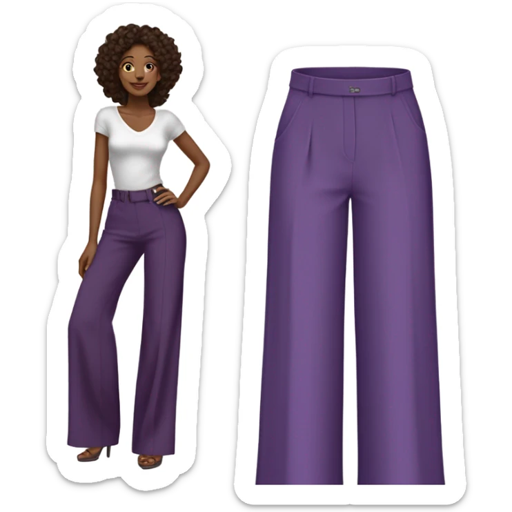 Realistic isolated pair of high waist long wide leg dressy casual pants in purple sticker