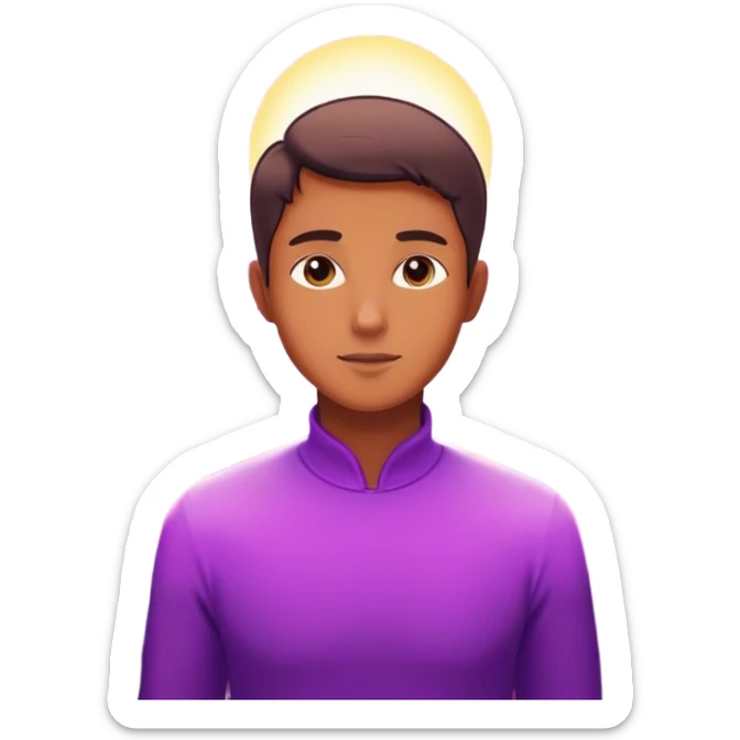 A charismatic person glowing in center of a room, radiating a violet warm bright aura glow, he is calm with a lot of people around sticker