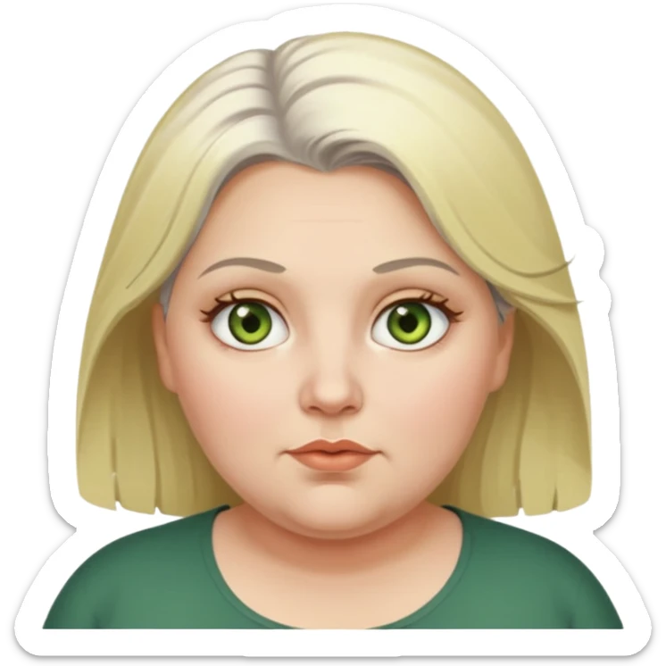 Overweight, blonde and grey haired female with golden green Hazel eyes having a bad week rolling eyes sticker