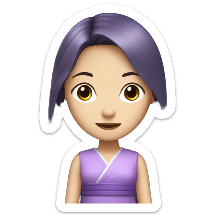 Long hair Japanese girl in purple dress  sticker