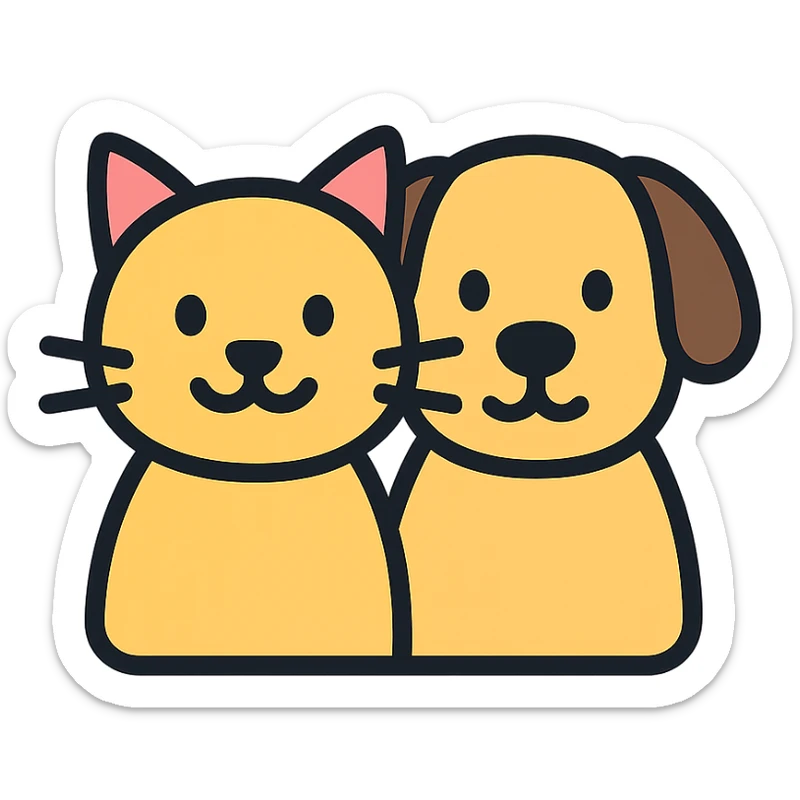 color outline icon of cat and dog together sticker