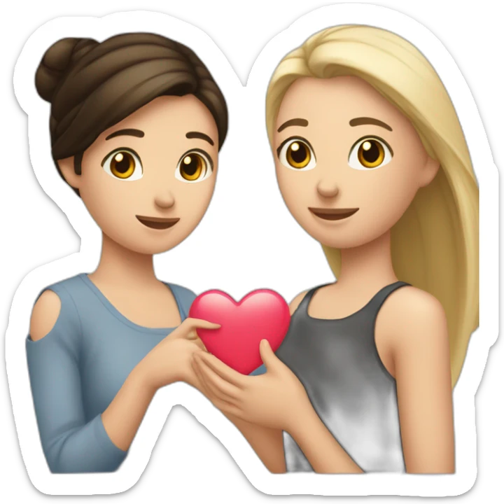 Une fille brunette et une blonde qui font un cœur avec leur mains sticker