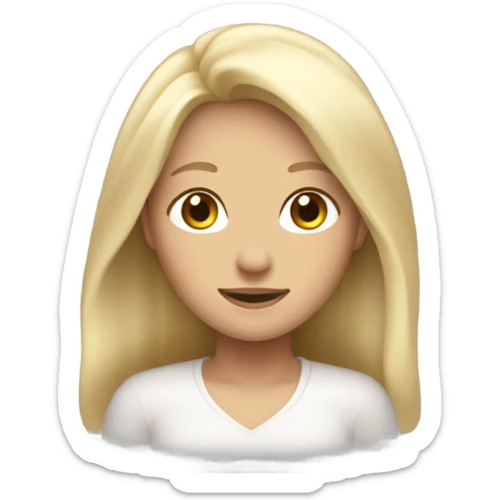 The white blonde girl with long hair closed her eyes and smiled sticker
