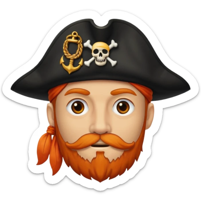Pirata con un parche grande y negro sobre el ojo y con barba anaranjado sticker
