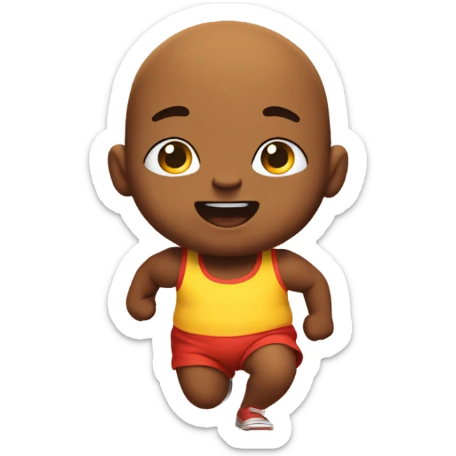 Cute happy emoji with face with cute chubby baby legs. Running to me Bart  sticker