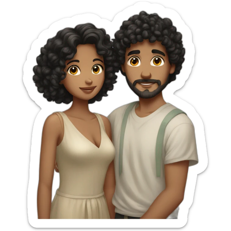 Romantic  couple in greece the boy has a black curly hair sticker
