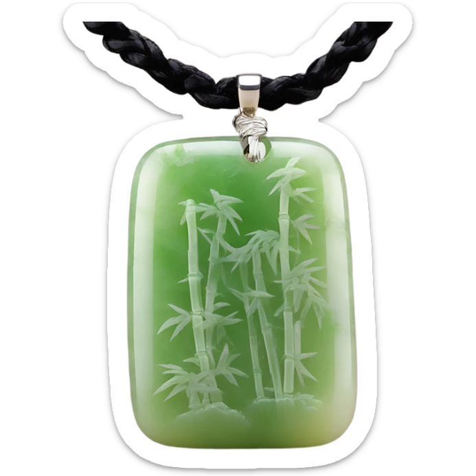 Upright, without chains, simply a yellow green Chinese style, bamboo forest pattern jade pendant  sticker