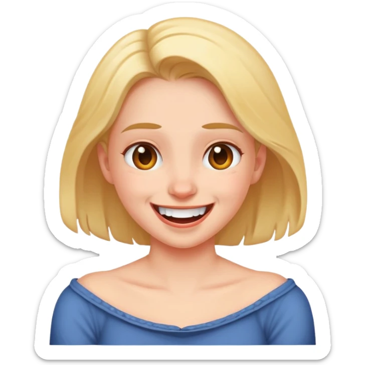 Girl mad but laughing with her arms around her neck sticker