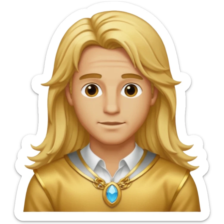 Adonis, Desire God from Rome Mythology with long golden blonde hair, gold outfit sticker