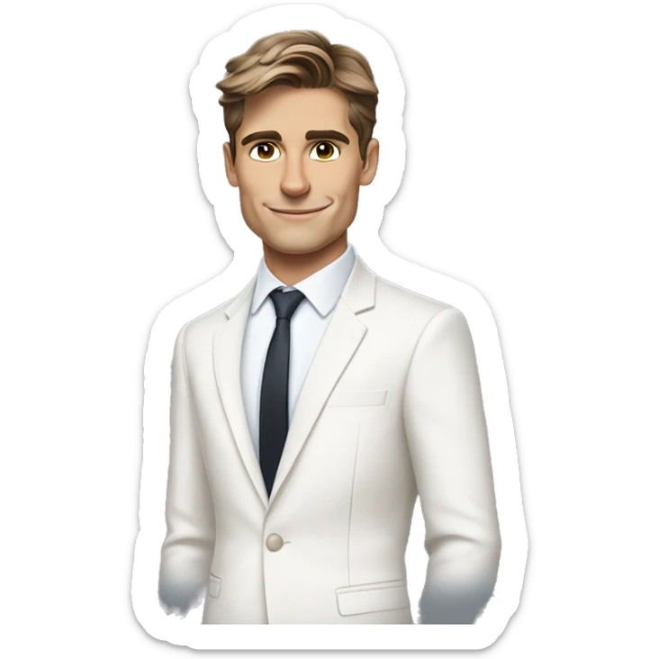 One simple, cute, emoji of Antoni Porowski in a white suit and tie sticker