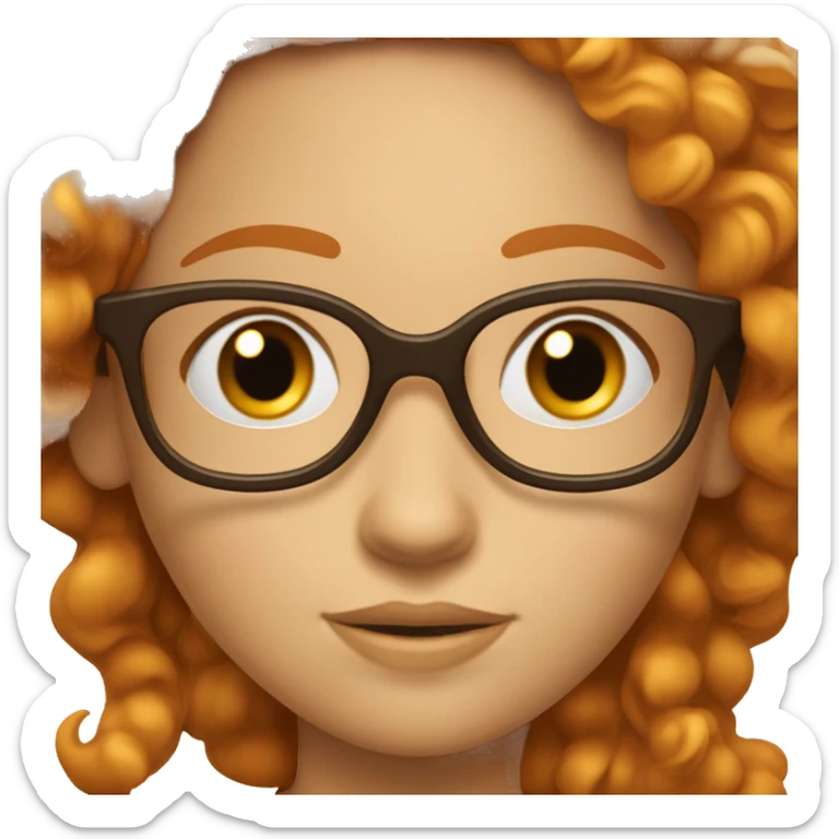 une fille aux cheveux roux long et bouclé et des lunettes sticker