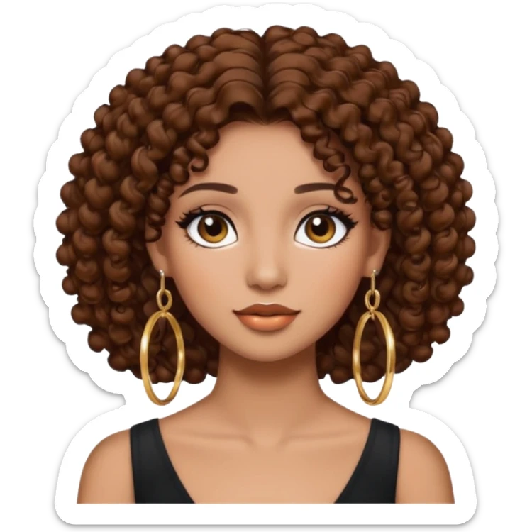 One, Puerto Rican, fair skin brown hair it has to be straight with earrings and makeup. I would like the earrings to be hoop and my best friend by my side is caramel skin color with curly black hair. sticker