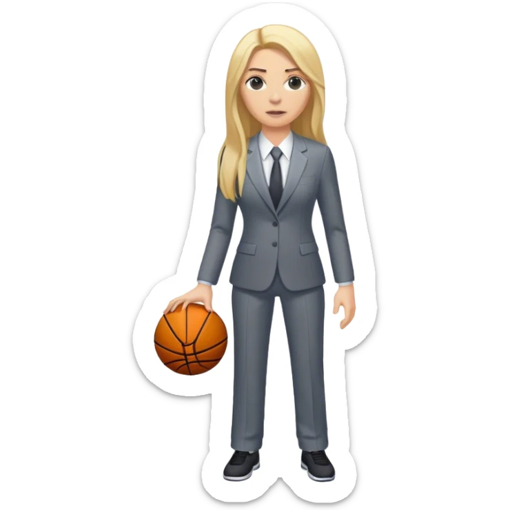 Full Body white female basketball head coach with long blonde hair in a suite sticker