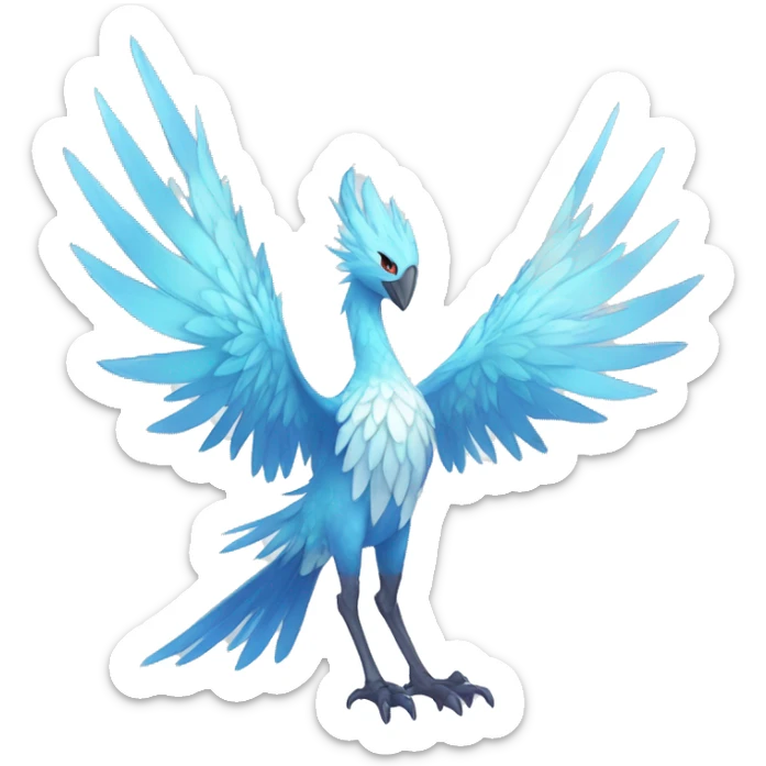 Fantasy legendary godly ice bird Cryo-snow-Phoenix Fakemon full body sticker