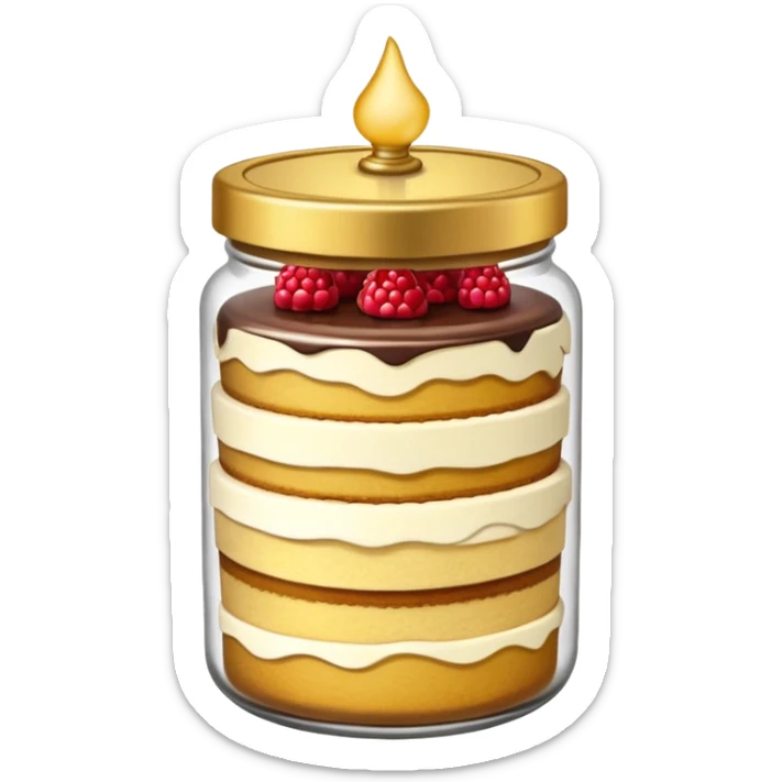 A layered small jar of cake that is gold outline black background ONLY GOLD I just wanted to be an outline on a black screen. sticker