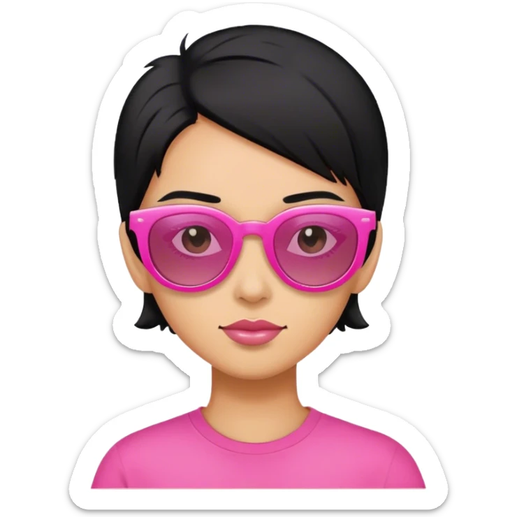 With sunglasses pink and black hair sticker