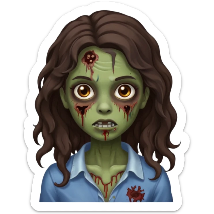 garota zumbi morena de cabelos castanho escuro e ondulados sticker