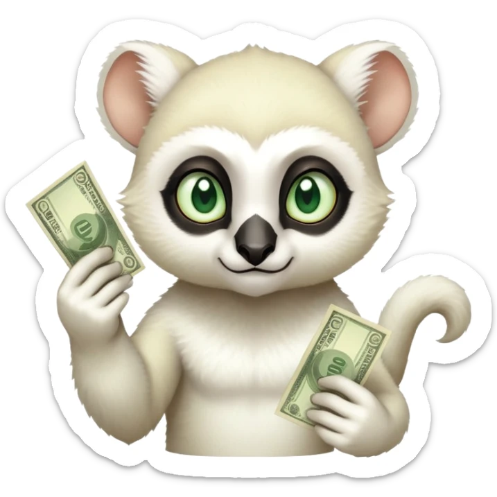 momo White lemur with long pointy ears and big green eyes from avatar the last airbender with money  sticker