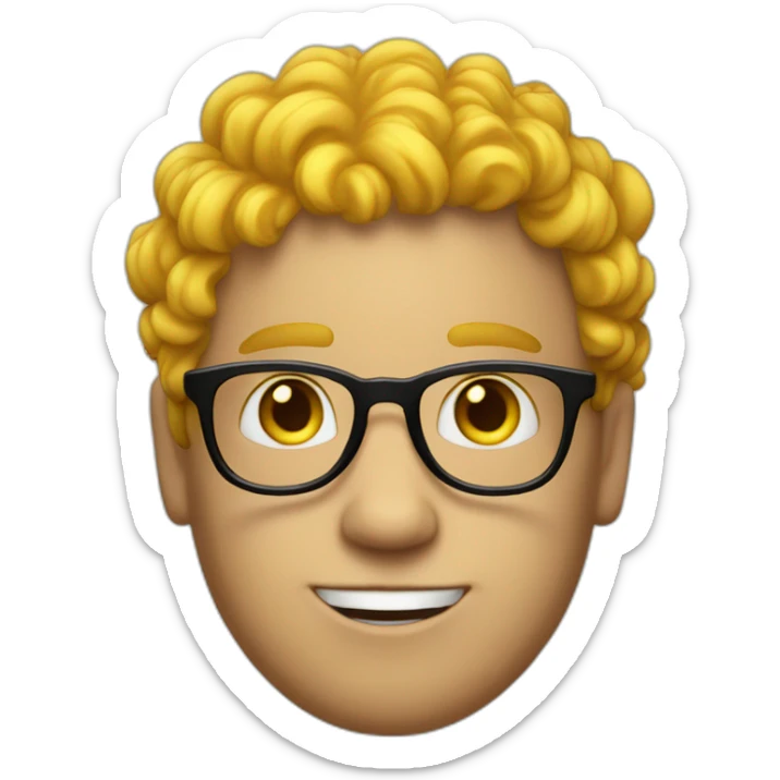 a-silly-boy-with-black-eyeglasses-and-curly-yellow-hair-on-top very less hair-and-white-skin sticker