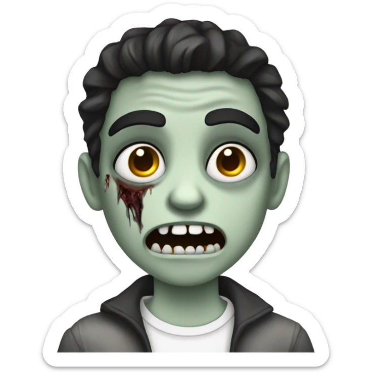 teen boy zombie with dark hair and white shirt sticker