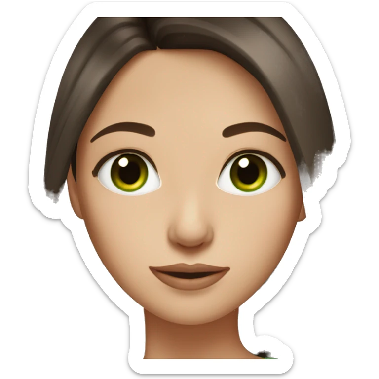 beautiful woman, straight long medium to dark brown hair, green eyes sticker