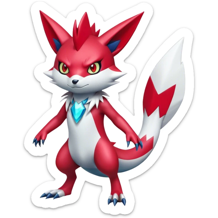Cool Edgy Shiny Futuristic Ethereal Legendary Digimon-Sneasel-Zangoose-hybrid full body sticker