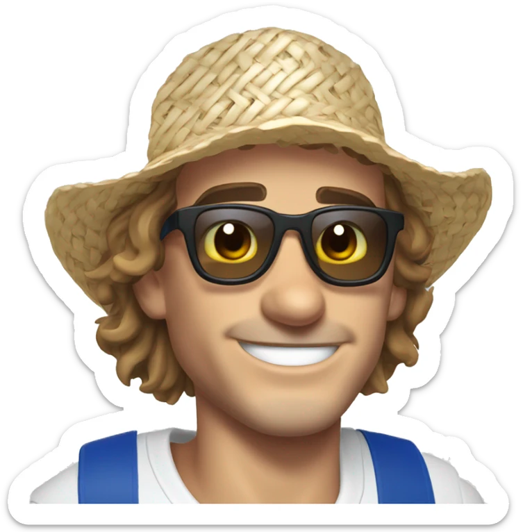 Antoine Griezmann face smiling wearing a white shirt, a straw hat and sunglasses  sticker