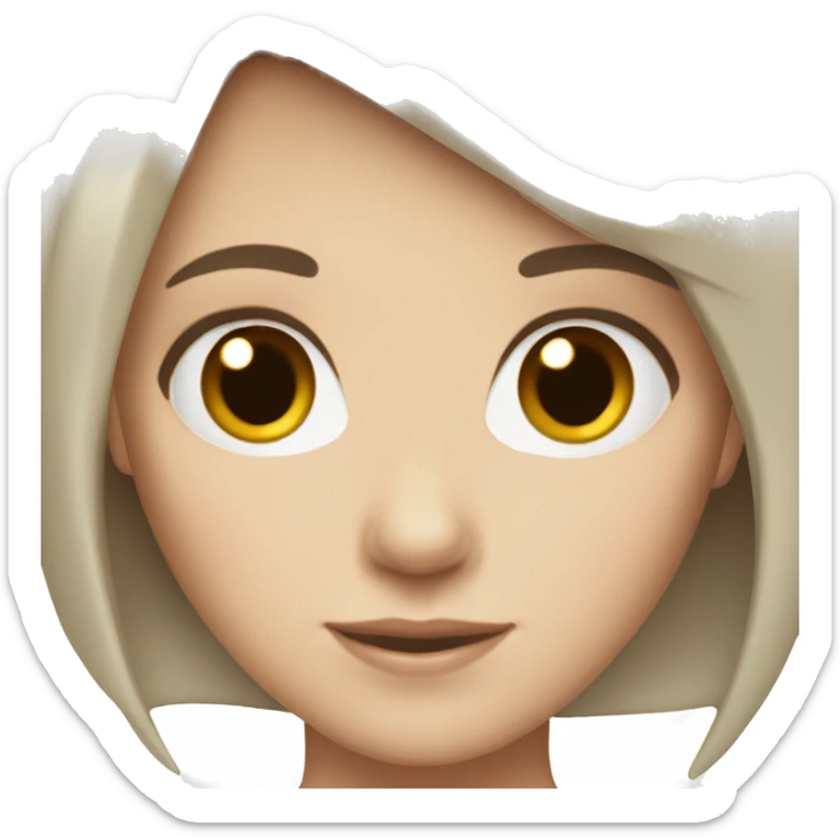 White girl with short dark brown hair sticker