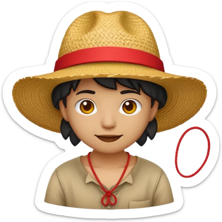 Fait moi cette emoji 🏴‍☠️ parfait maintenant rajoute un chapeau de paille avec un fil rouge c'est tout  sticker