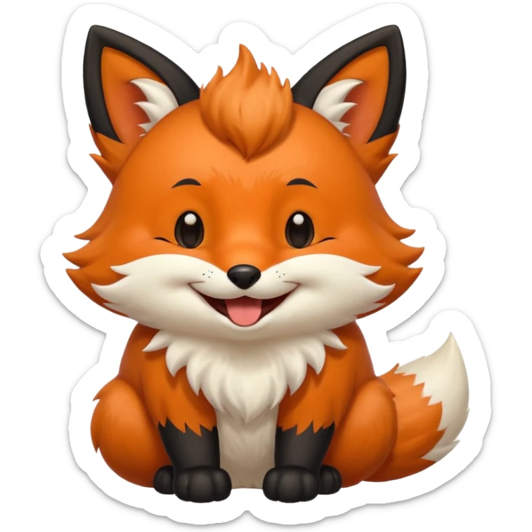 Floofy the Creampuff fox blackish away laughing, chubby. Black paws orange color sticker