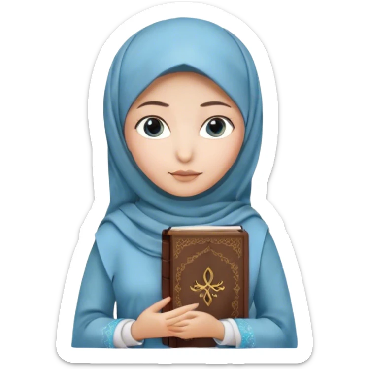 Turkish beautiful finish Konya girl blue eyes with hijab and lily dress have Quran  sticker