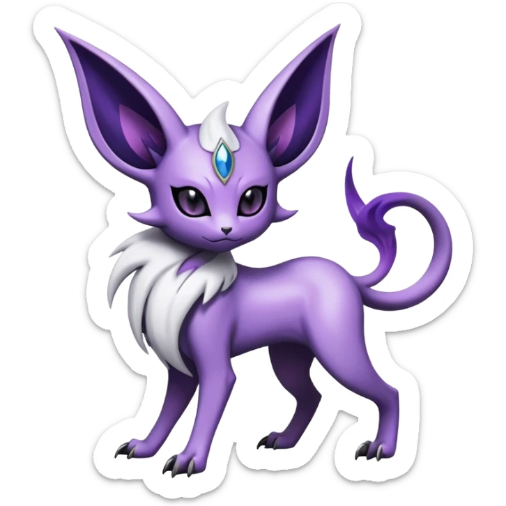 Shiny Exotic Badass Mystical Mysterious Gothic Espeon-Absol-Pokémon-Fakémon-hybrid-creature (full body) sticker