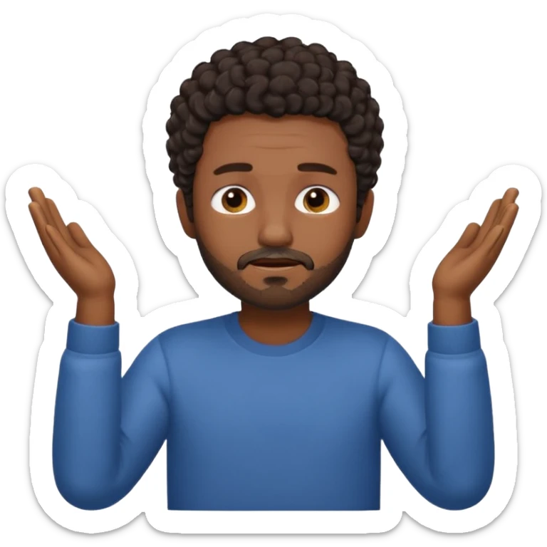 Emoji of a frustrated man with short dark curly hair and a short beard, eyes tightly closed and eyebrows furrowed.
Both hands raised near his head in frustration, clean rounded emoji style, soft gradients, plain background. sticker