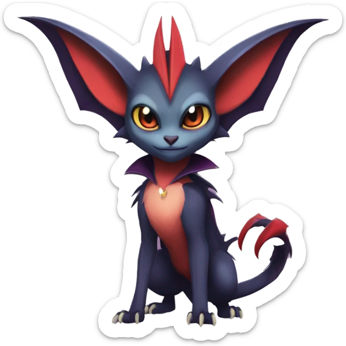  Kawaii Edgy Cool Vampiric Beautiful Noivern-Nargacuga-Litten with big Bat Ears full body sticker