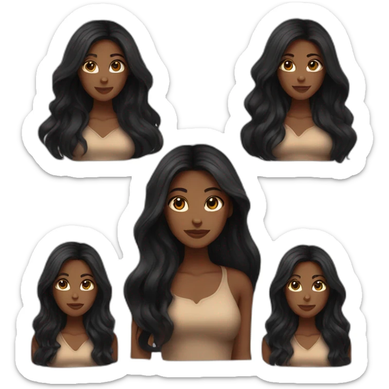 woman brown skin long dark hair with black cat sticker