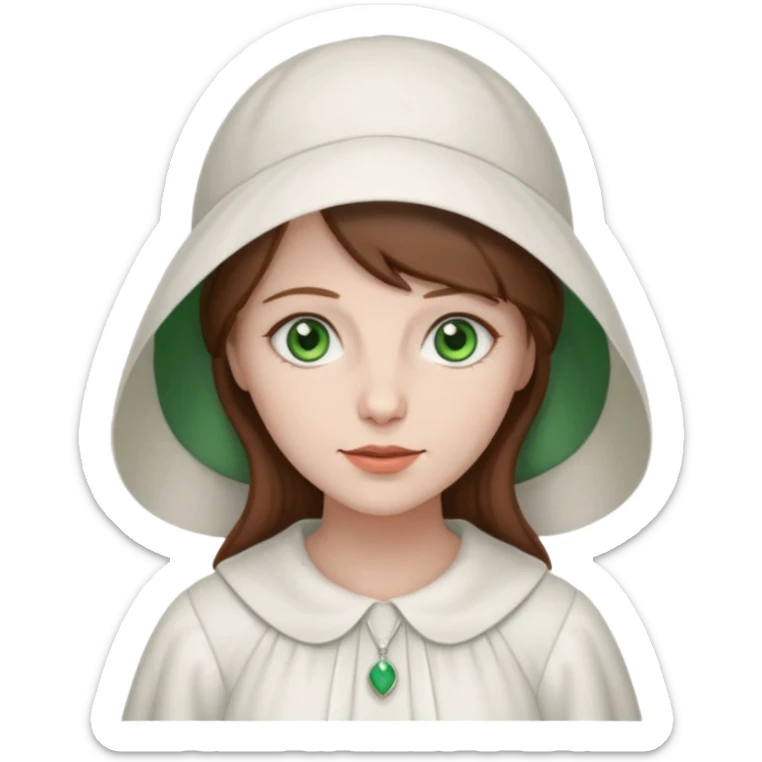 Handmaid woman with brown hair and green eyes sticker
