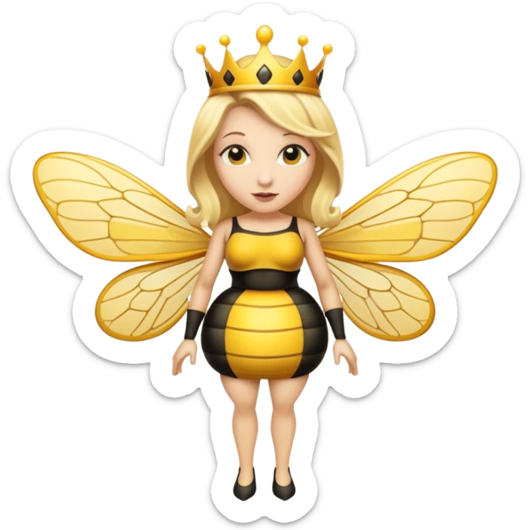 Full Body medium size Queen bee woman with  blonde hair and big nose sticker