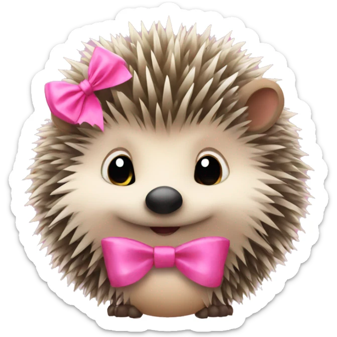 hedgehog with a pink bow sticker